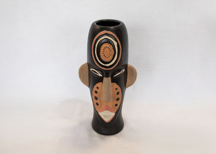 Tribal-face-vase